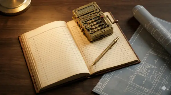 A depreciation schedule spreadsheet next to Japanese tax documents