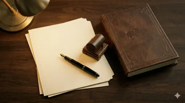 Corporate registration paperwork and seal alongside Japanese tax forms