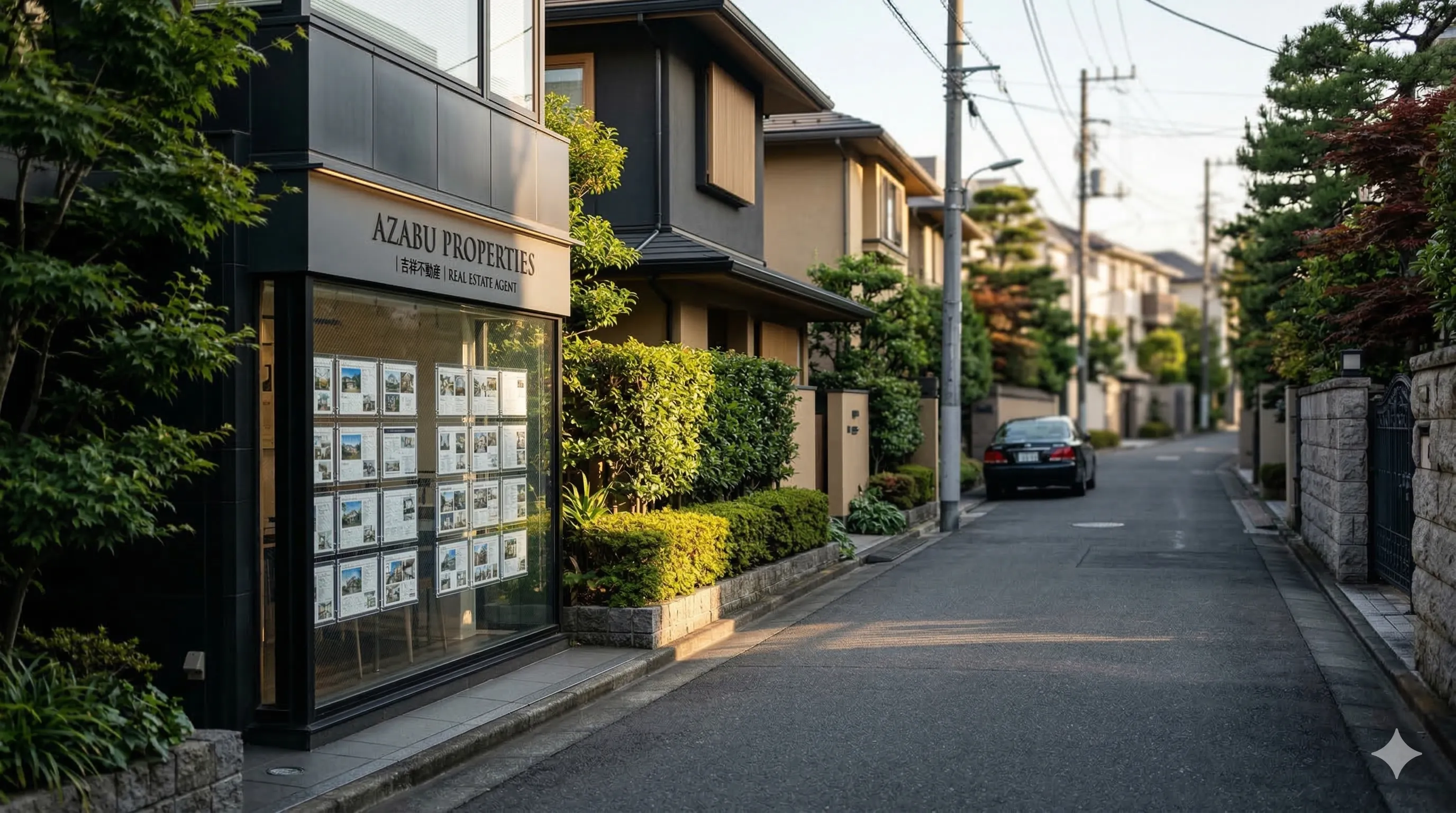 Quiet streetscape of ultra-luxury residences in central Tokyo