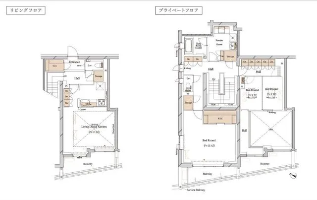 Branchiesta Meguro Chuocho 0602: Floor plan (living floor and private floor)